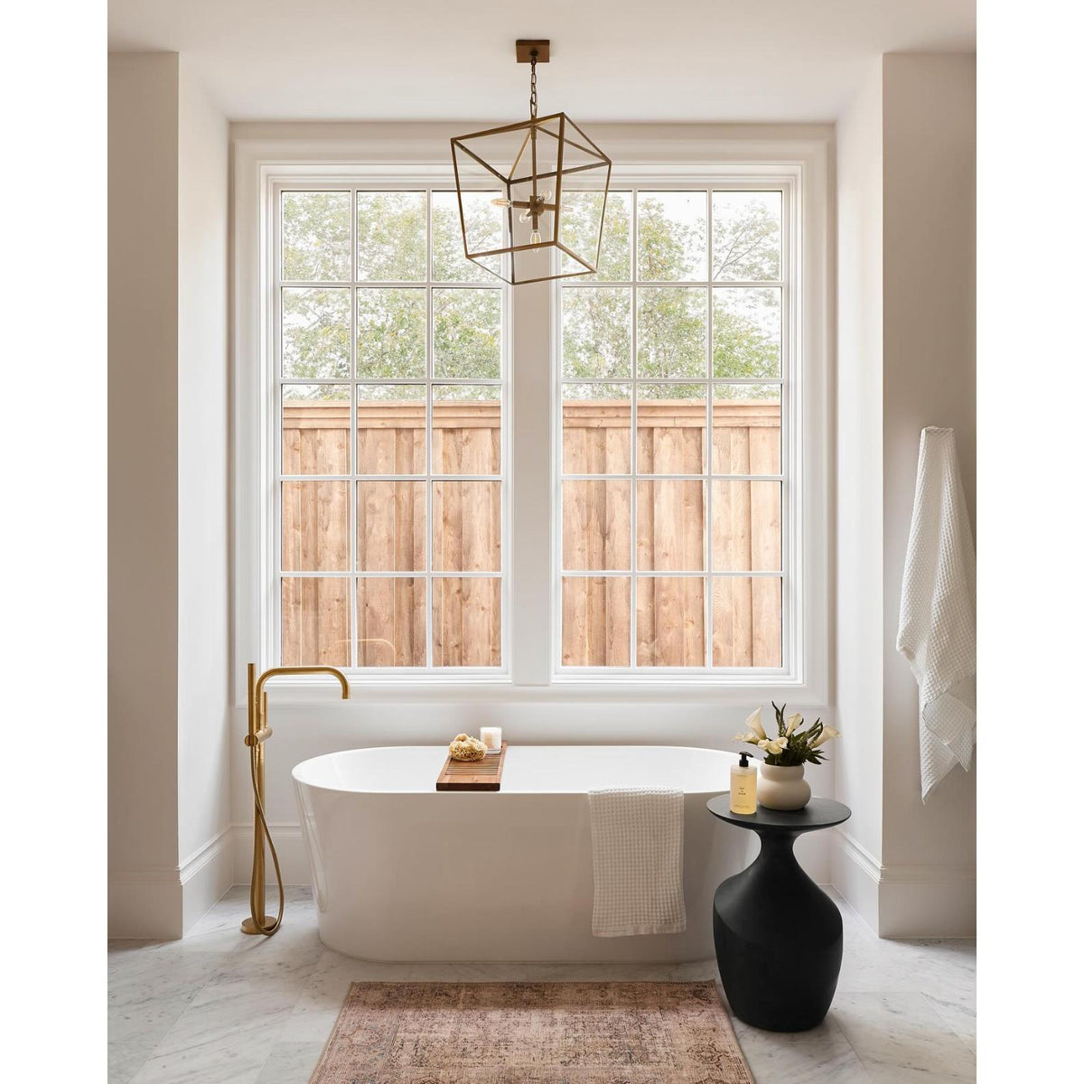 Camden Brass Pendant - Pendant Installed | Bone & Brass