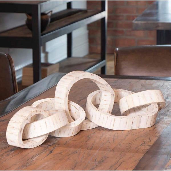 Wooden Links Centerpiece White - Detail View | Bone & Brass