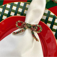 Christmas Bow Napkin Ring, Set 4 - Ring Close Up | Bone & Brass