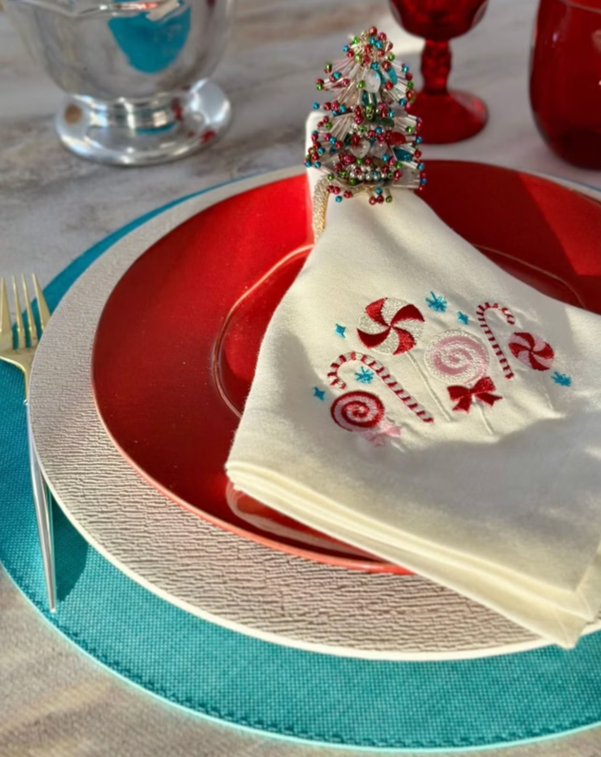 Candyland Embroidered Napkins, Set of 4