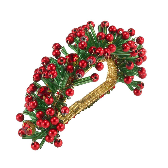 Holly Wreath Napkin Ring, Set 4 | Bone & Brass