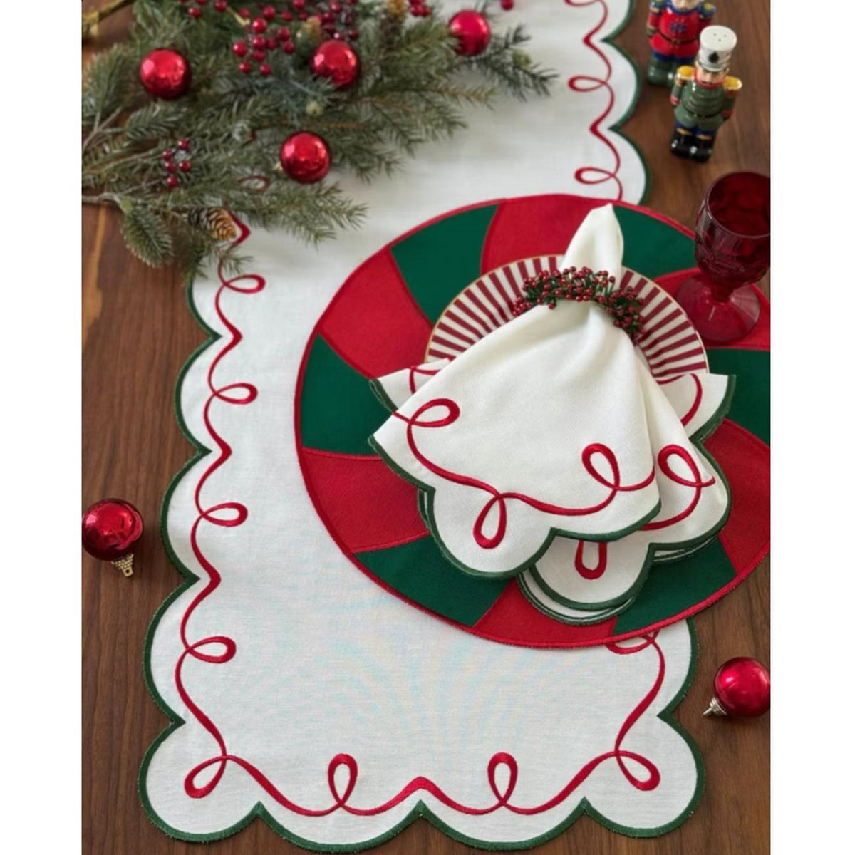 Holly Wreath Napkin Ring, Set 4 - Ring Side View | Bone & Brass