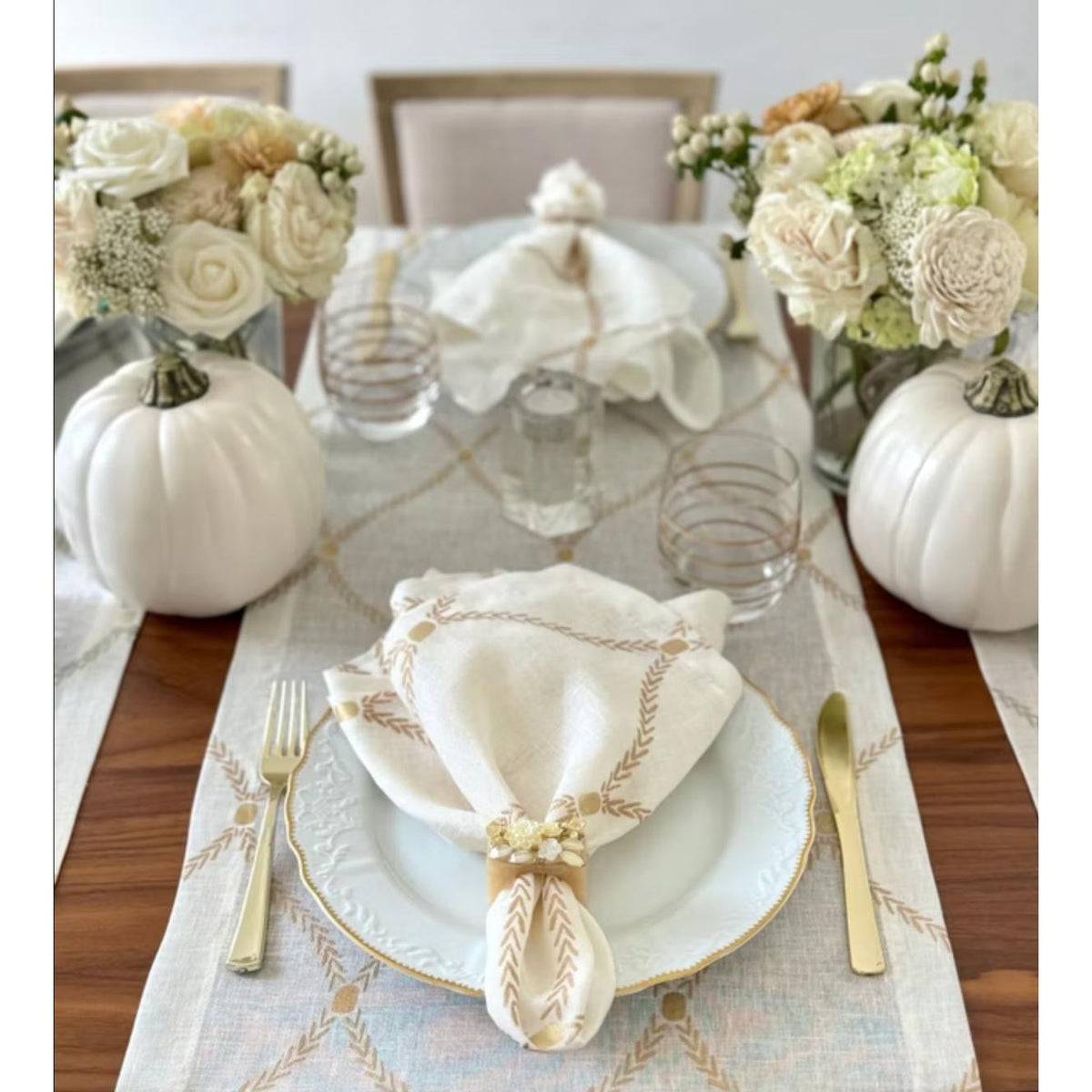 Ivory Petal Napkin Ring | Gold or White, Set 4 - Ring Detail | Bone & Brass