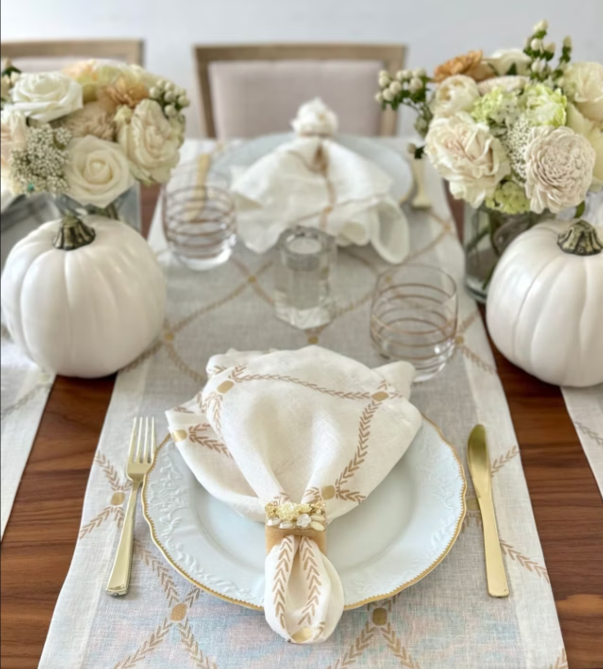 Ivory Petal Napkin Ring | Gold or White, Set of 4