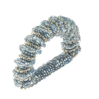 Ice Blue Cuff Beaded Napkin Ring, Set 4 | Bone & Brass
