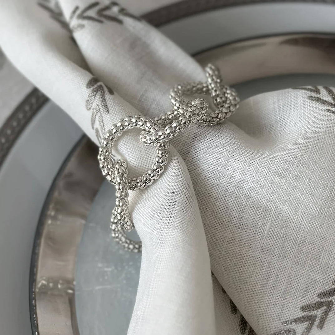Silver Chains Napkin Ring, Set of 4