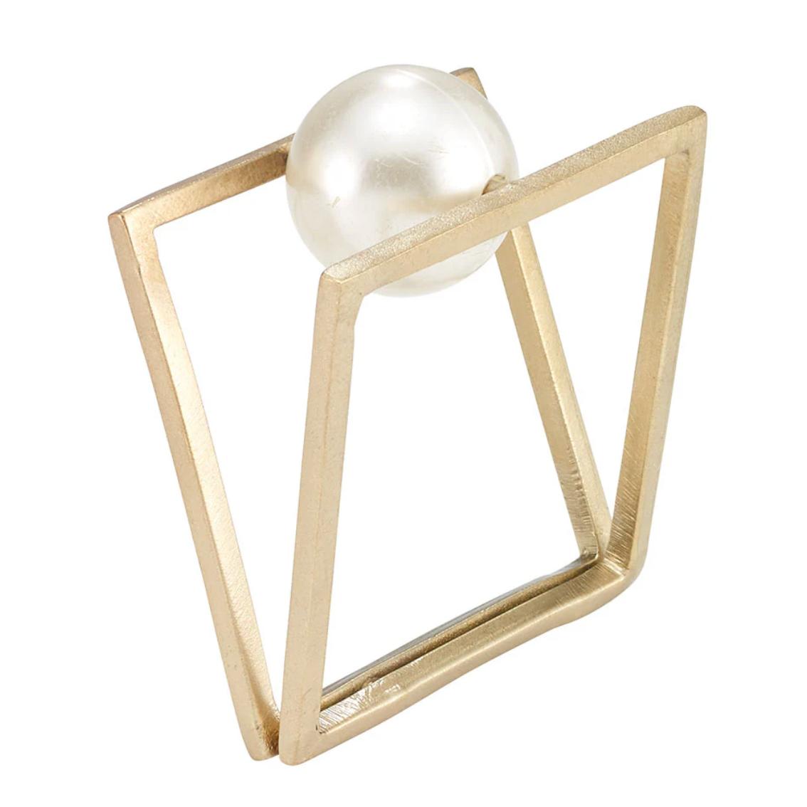 Gold Floating Pearl Napkin Ring, Set 4 | Bone & Brass