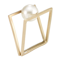 Gold Floating Pearl Napkin Ring, Set of 4