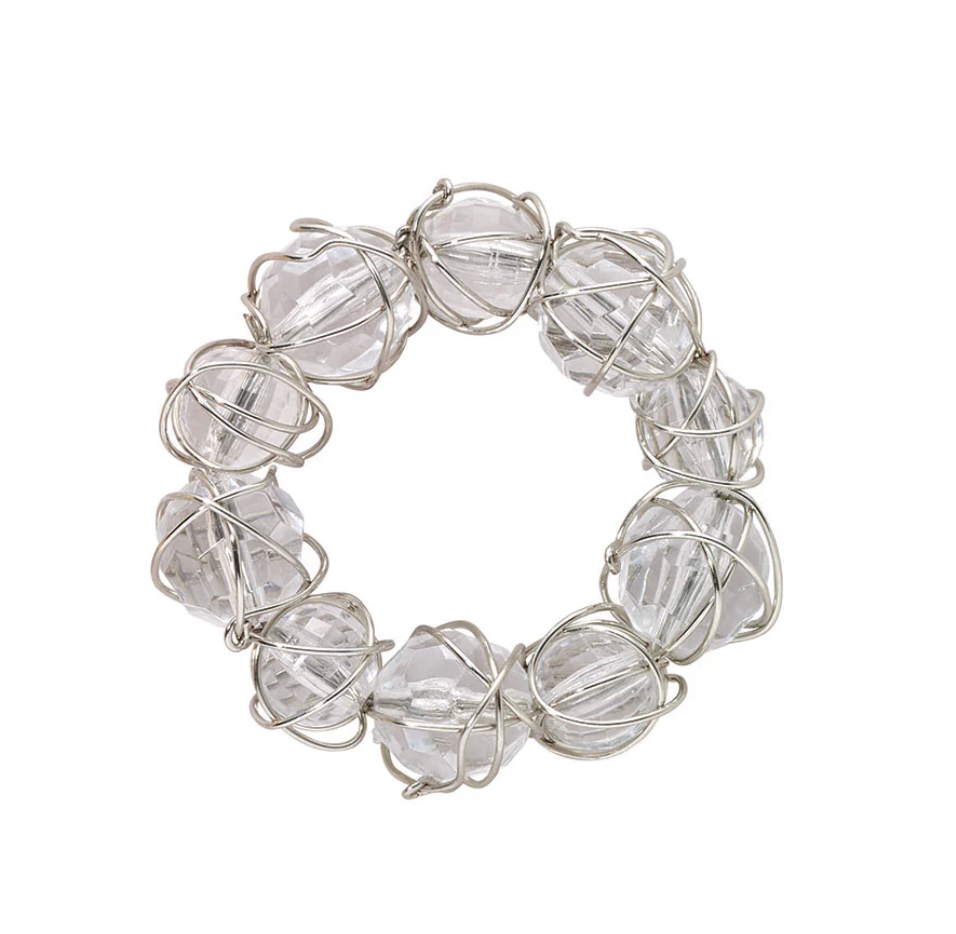 Crystal Bauble Napkin Ring | Gold or Silver, Set of 4