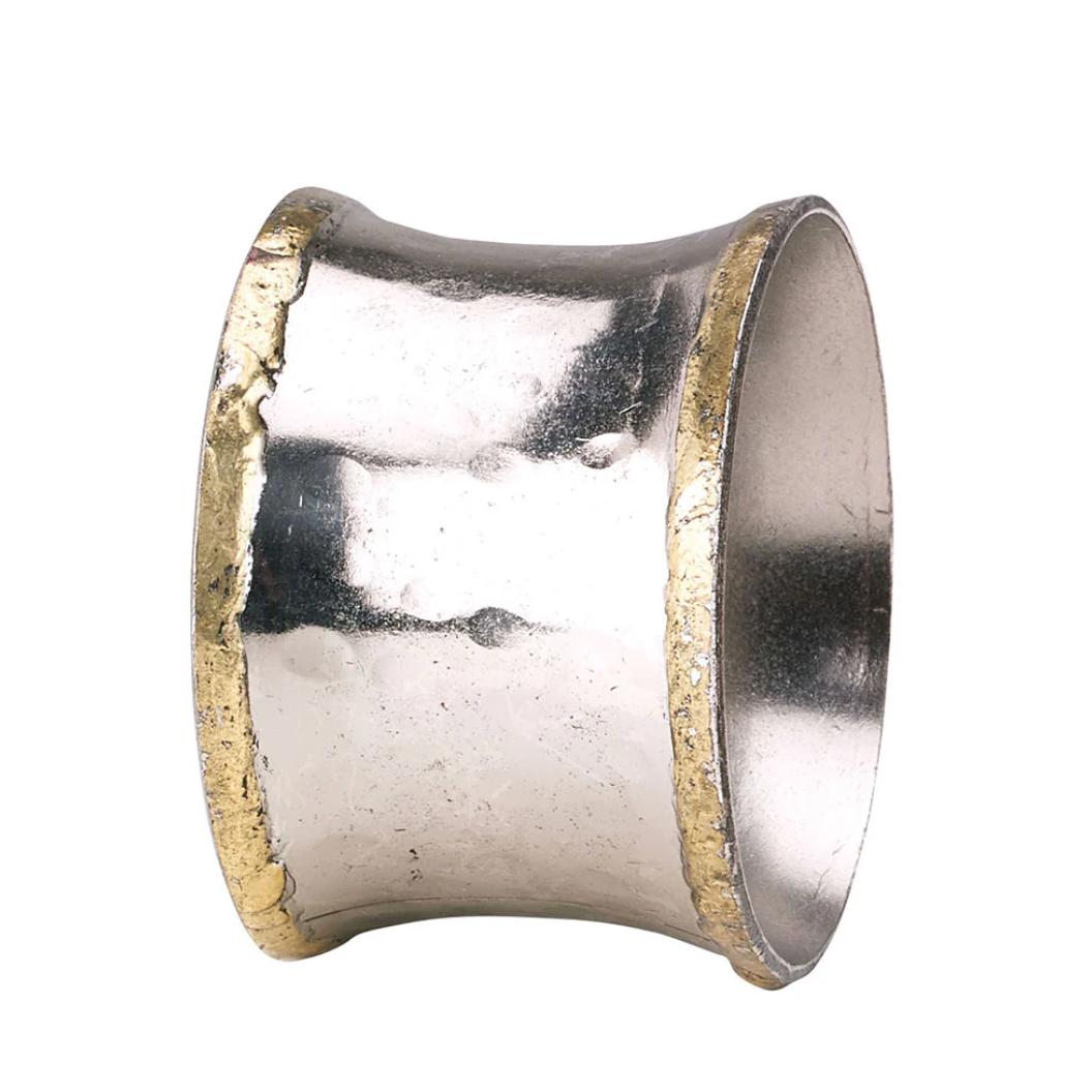 Concave Gold & Silver Napkin Ring, Set 4 | Bone & Brass