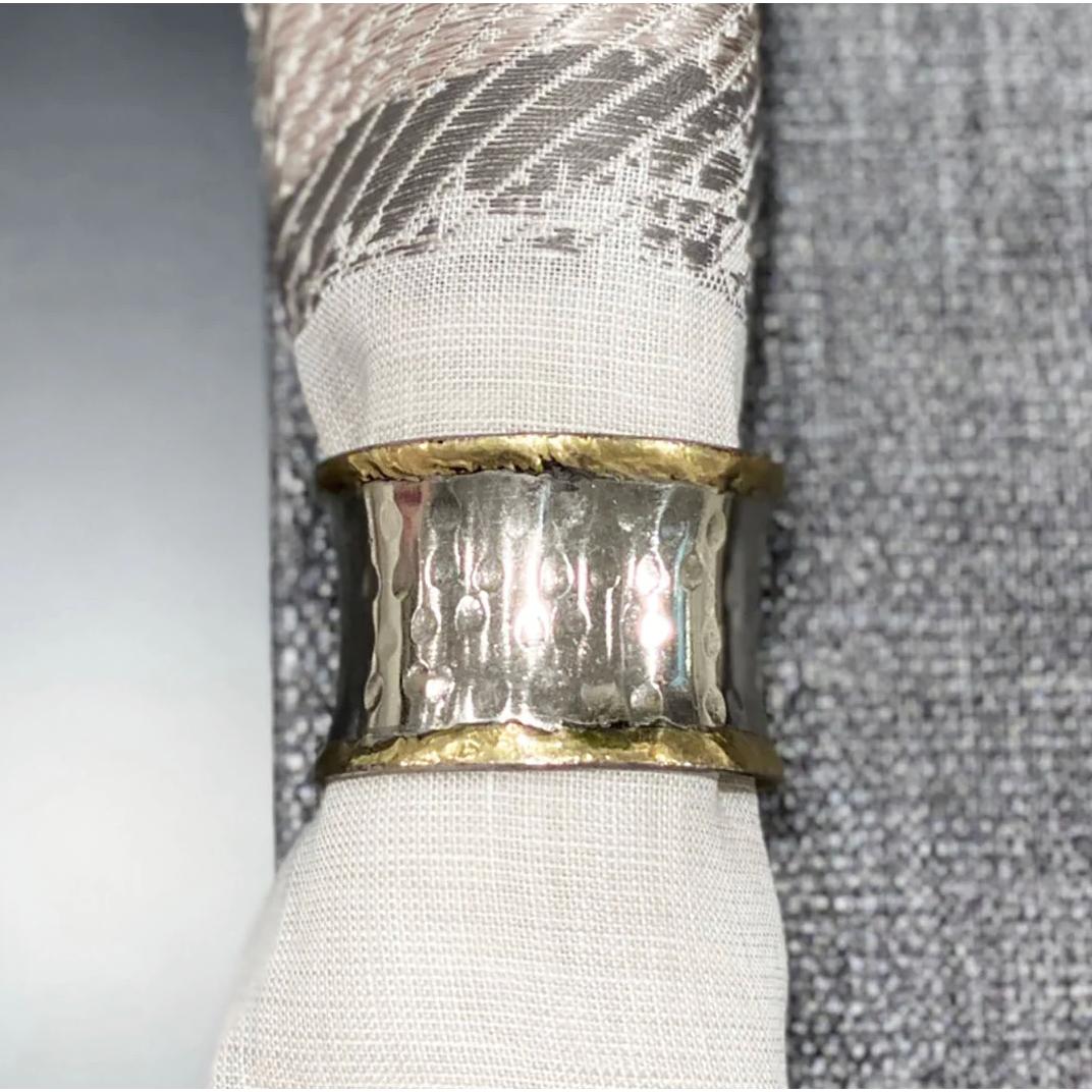 Concave Gold & Silver Napkin Ring, Set 4 - Ring Detail | Bone & Brass