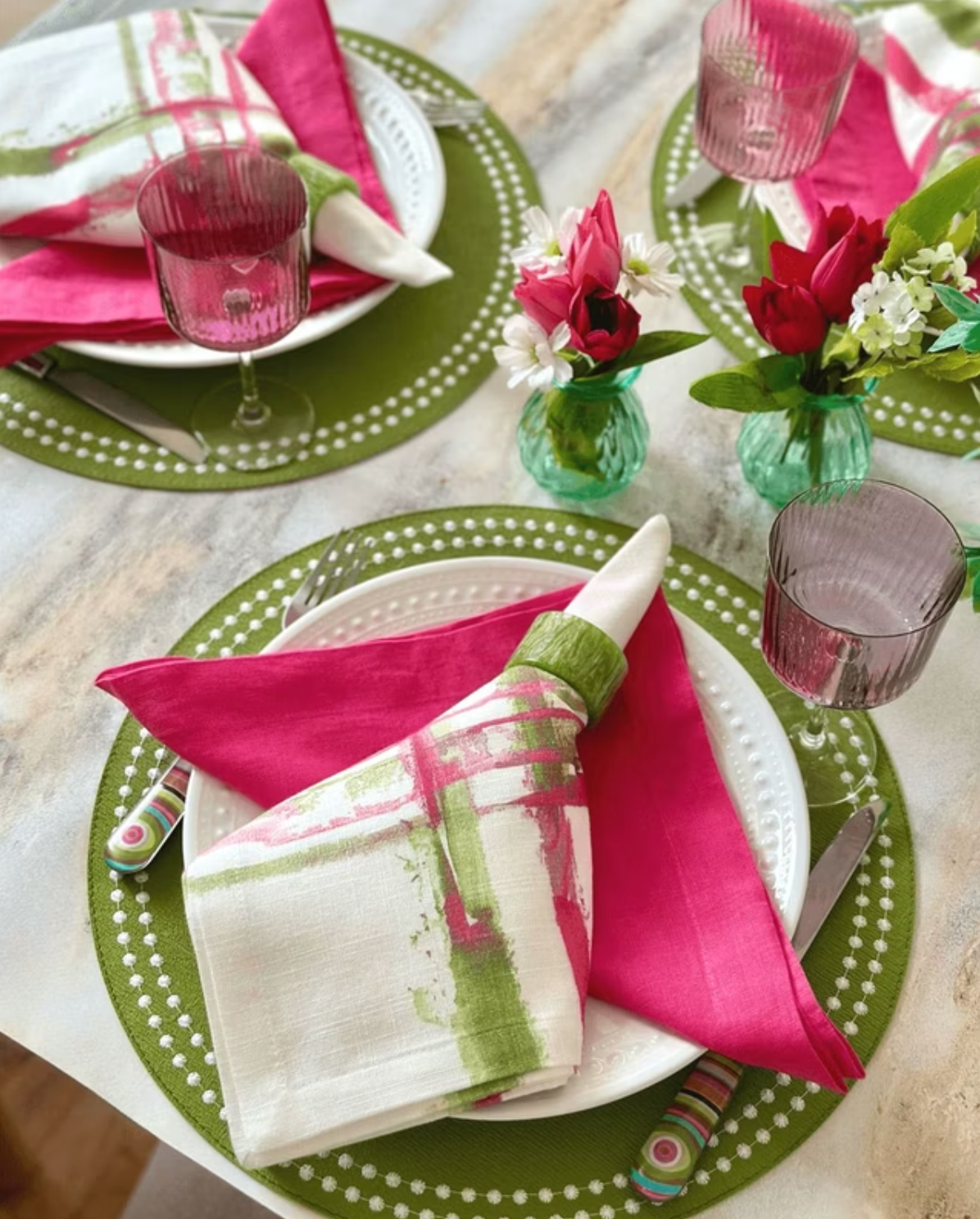 Marbled Napkin Ring | Turquoise, Orange or Green, Set of 4