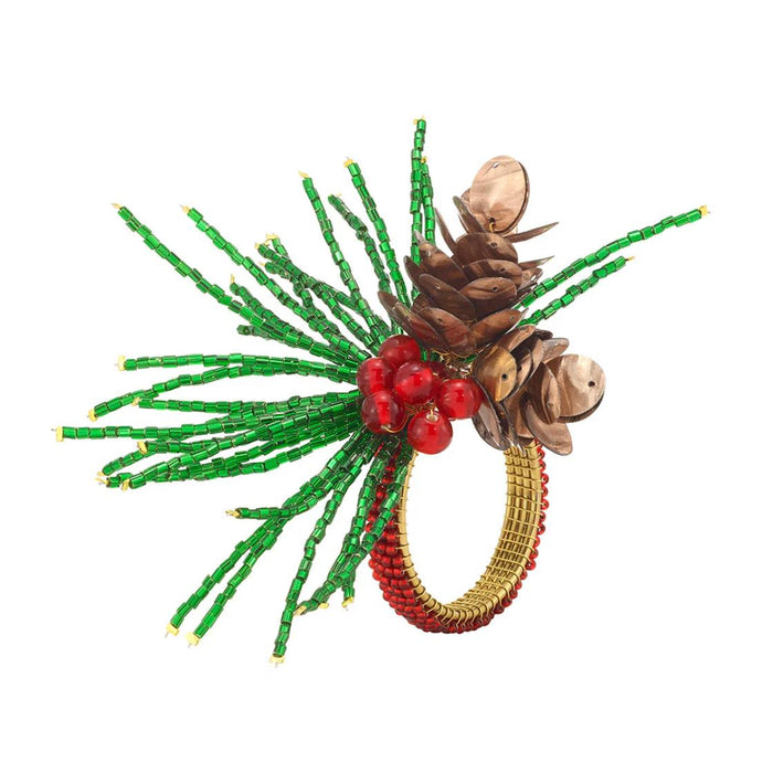 Acorn Pine Napkin Ring, Set 4 | Bone & Brass