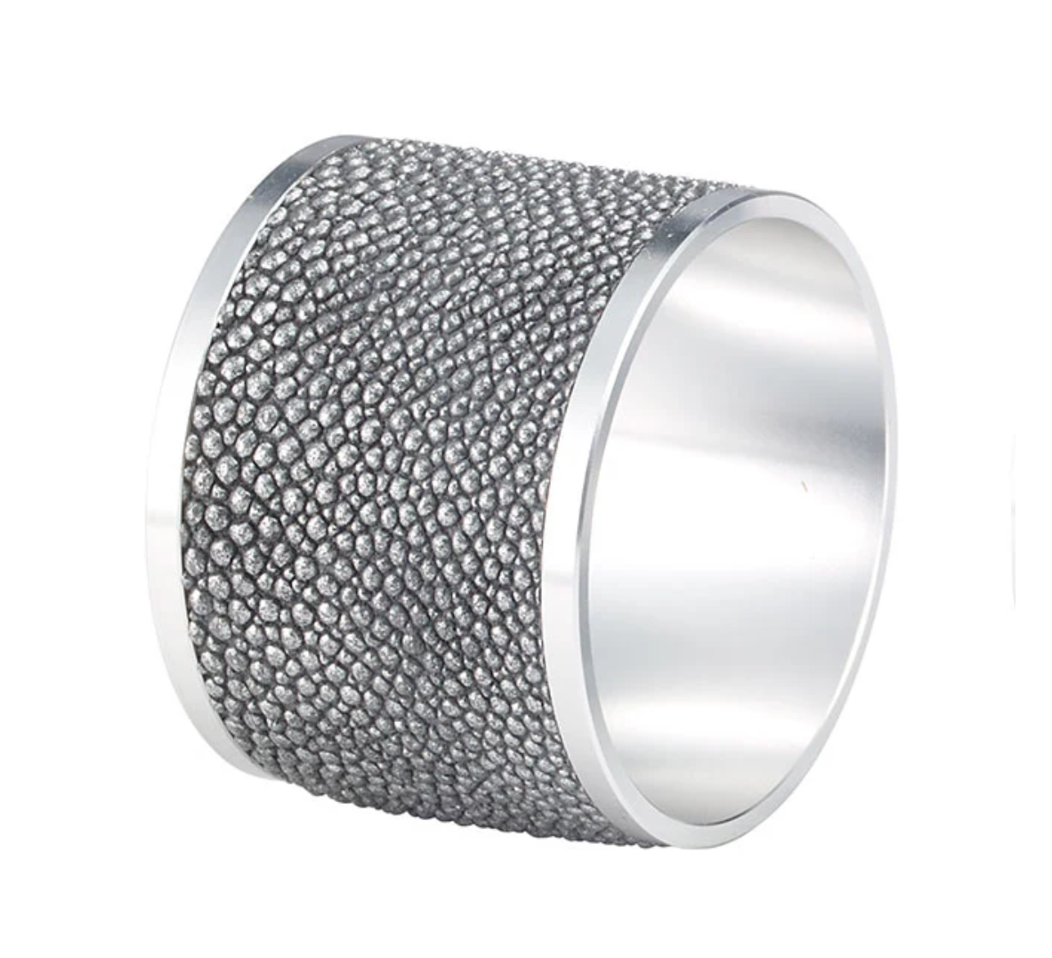 Stingray Vinyl Napkin Rings | Pearl or Gray, Set of 4