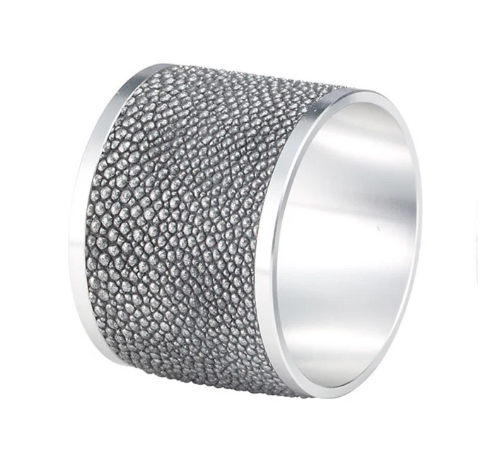 Stingray Vinyl Napkin Rings | Pearl or Gray, Set of 4