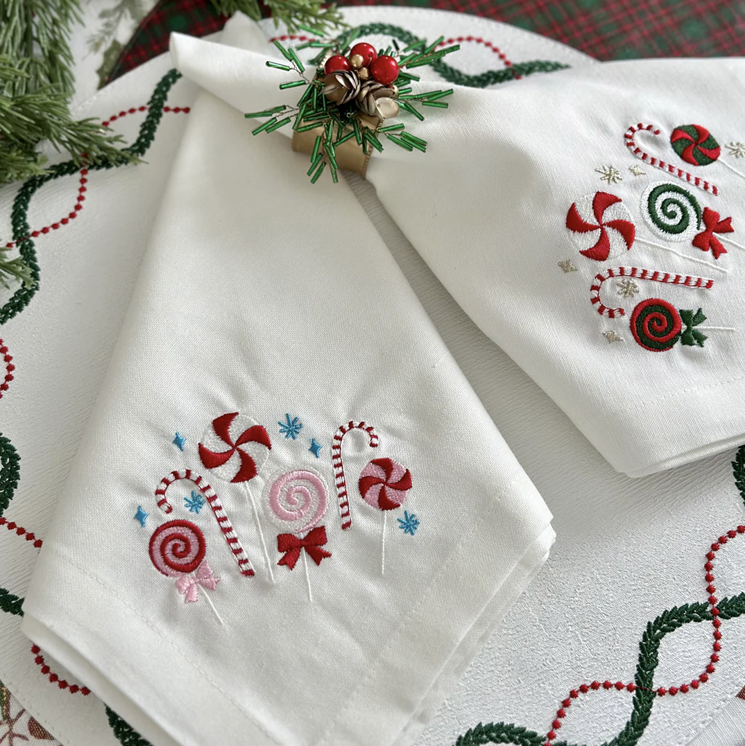 Candyland Embroidered Napkins, Set of 4