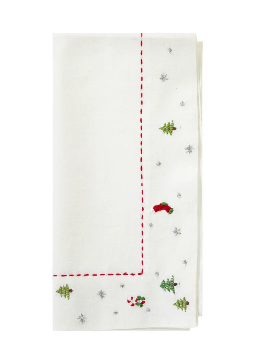 Jolly Days Embroidered Napkins, Set of 4