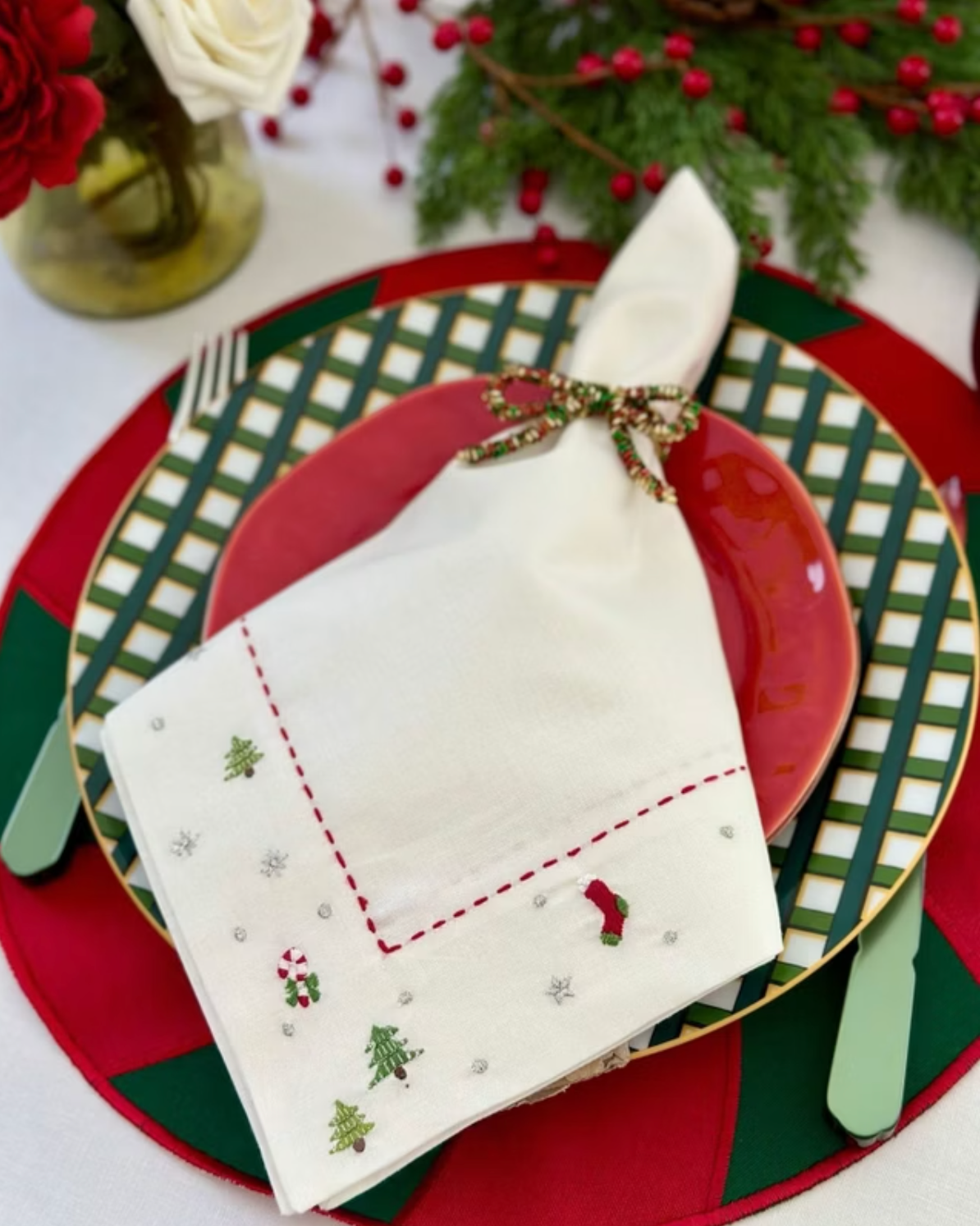 Jolly Days Embroidered Napkins, Set of 4