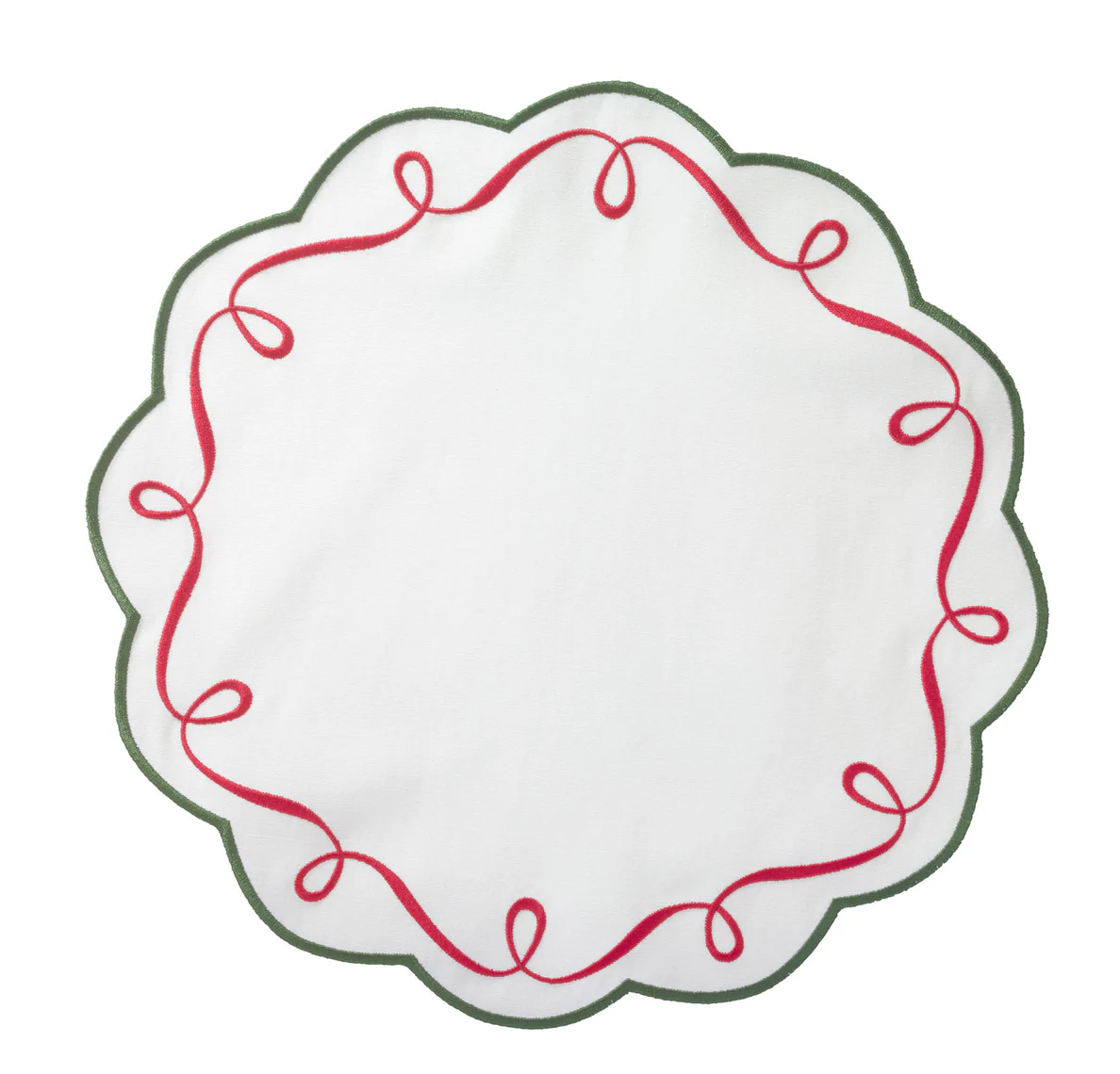 Christmas Ribbon Twirl Embroidered Placemats, Set of 4