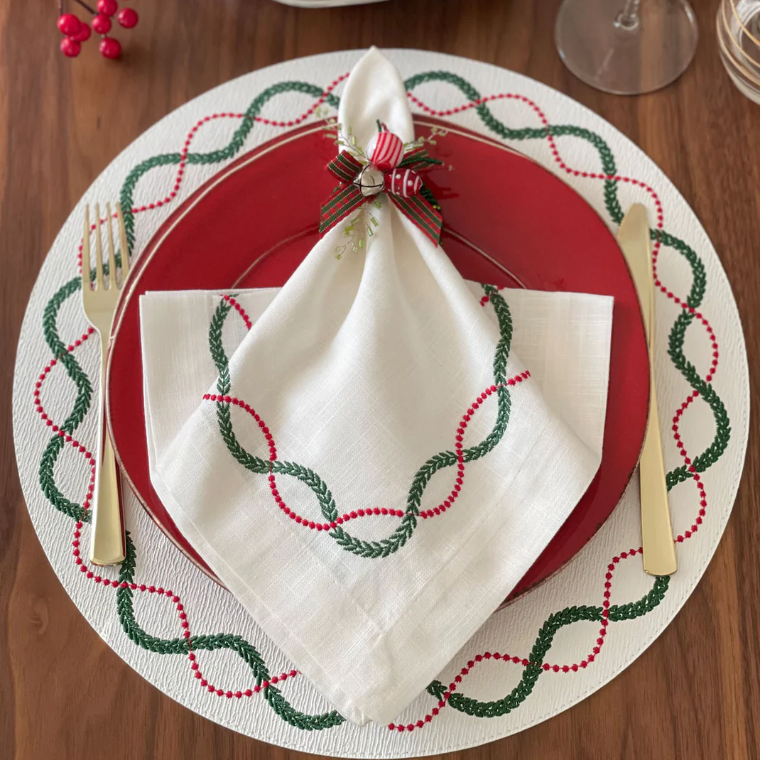 Olympia Christmas Embroidered Placemats, Set of 4