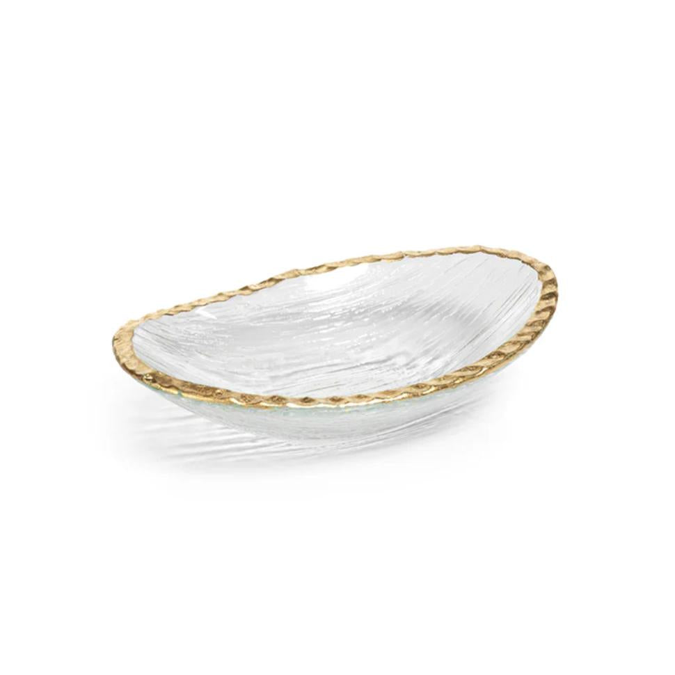 Cally Clear Textured Bowls Gold Rim, Set of 3