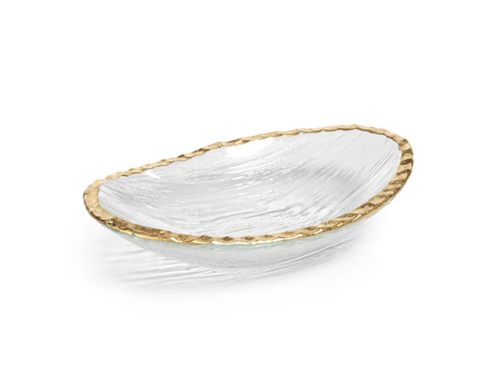 Cally Clear Textured Bowls with Gold Rim, Set of 3