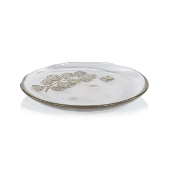 Eucalyptus Design Glass Dessert Plates, Set 6