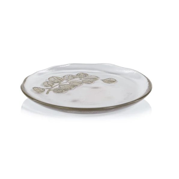 Eucalyptus Design Glass Dessert Plates, Set of 6