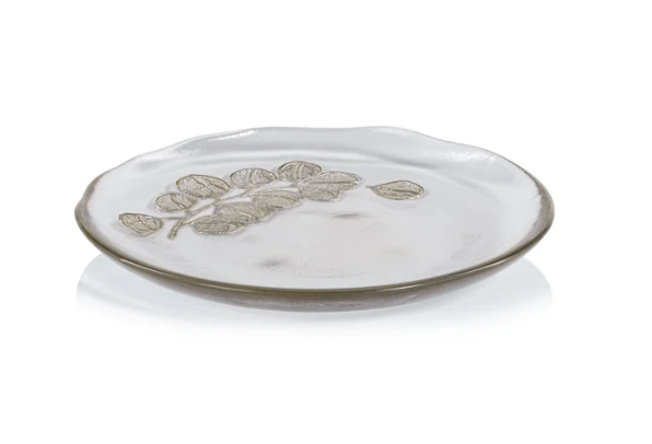 Eucalyptus Design Glass Dessert Plates, Set of 6