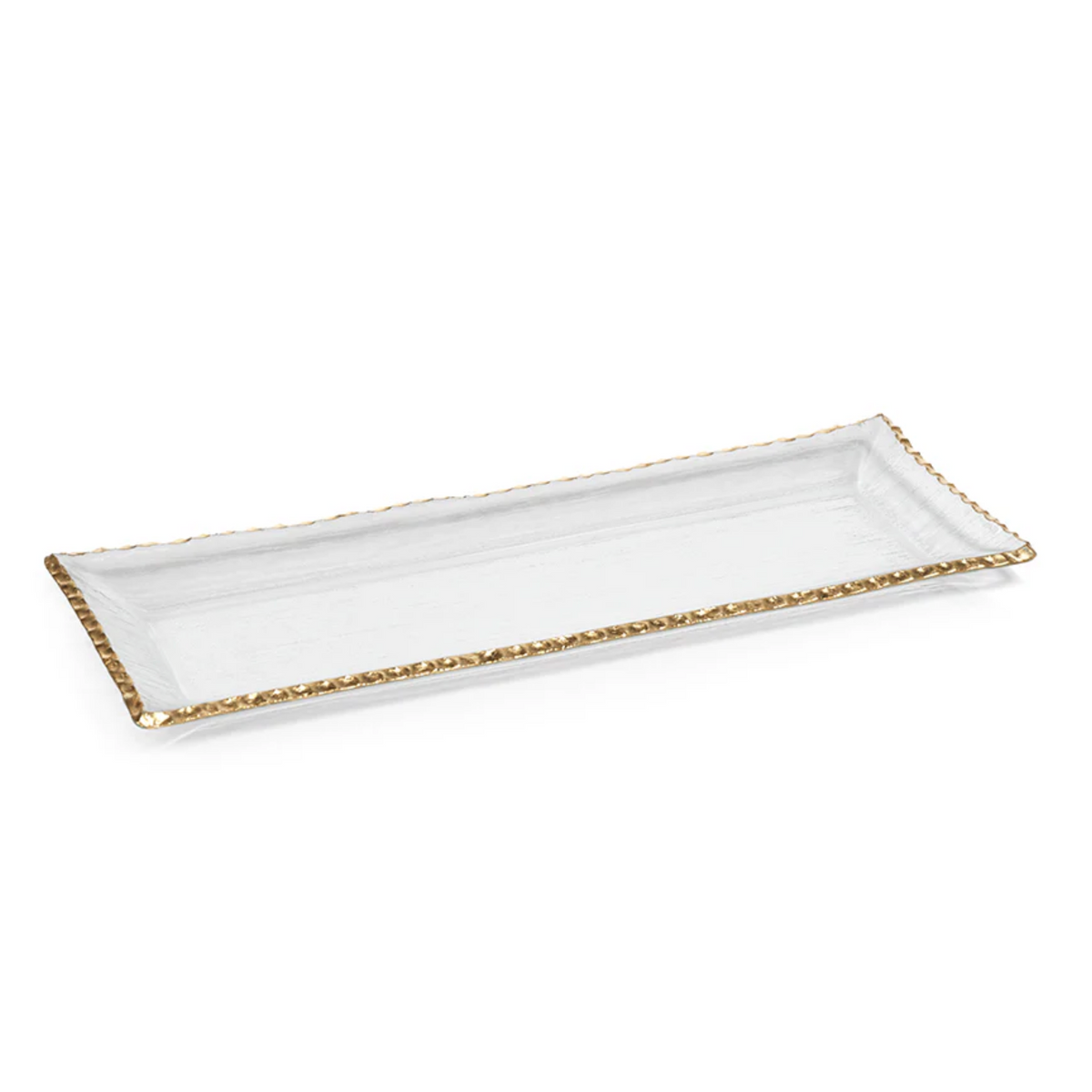 Cally Clear Rectangle Plate with Gold Rim, Set of 3