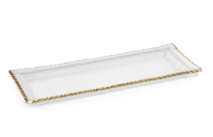 Cally Clear Rectangle Plate with Gold Rim, Set of 3