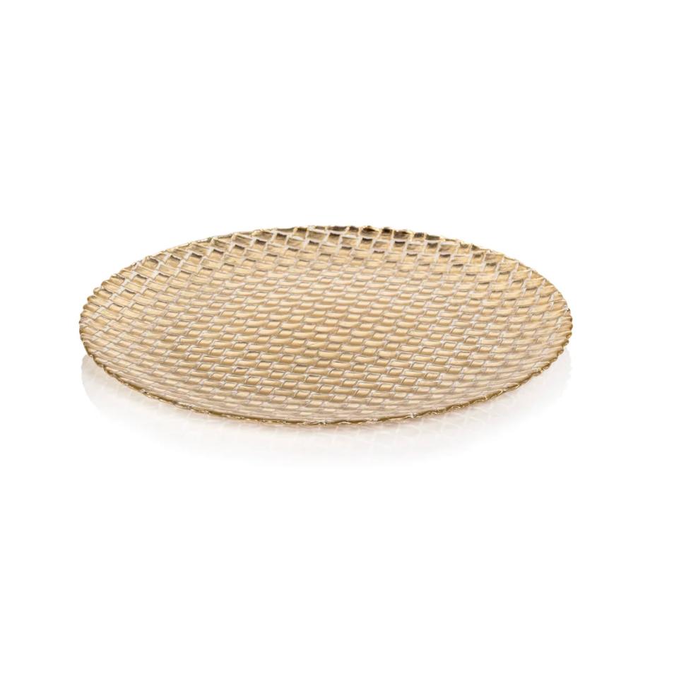 Braided Gold Glass 8.25" Plates, Set 6