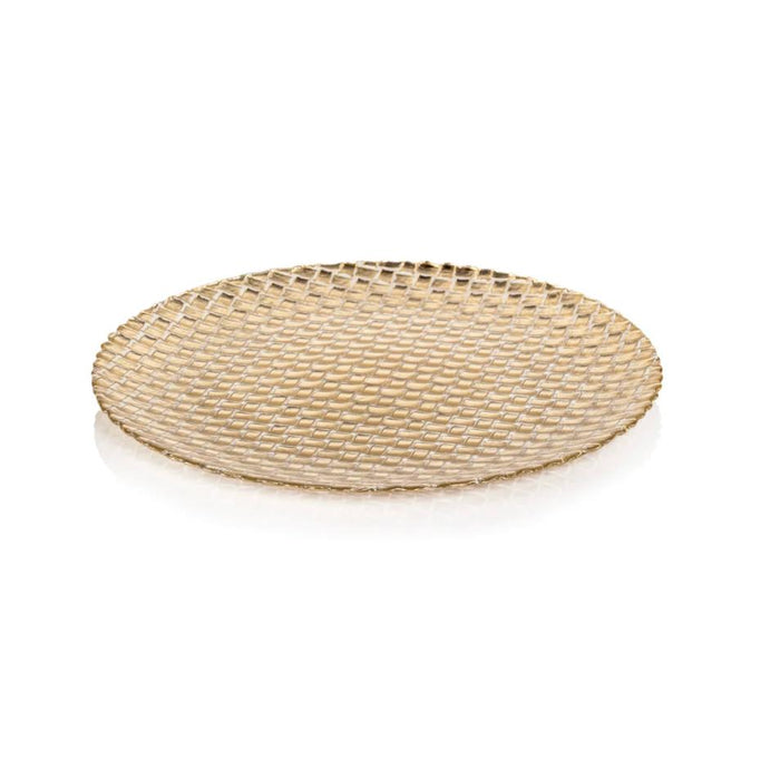 Braided Gold Glass 8.25" Plates, Set 6