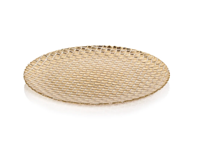 Braided Gold Glass 8.25" Plates, Set of 6