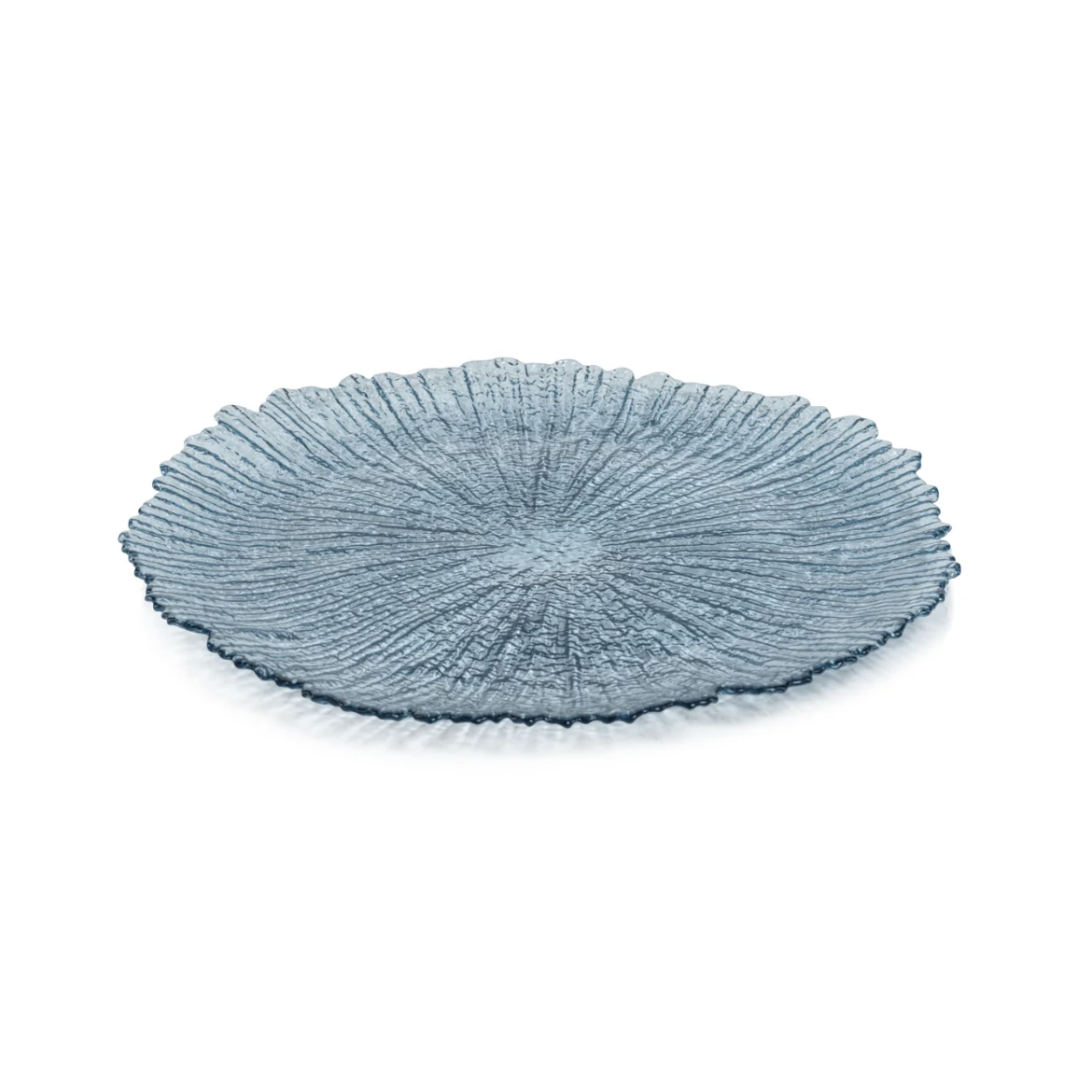 Icy Sapphire Blue Glass Charger Plate, Set of 6