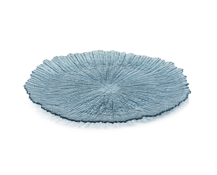 Icy Sapphire Blue Glass Charger Plate, Set of 6