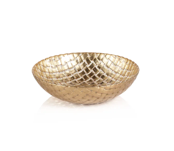 Braided Gold Glass Dinner Bowls, Set of 6