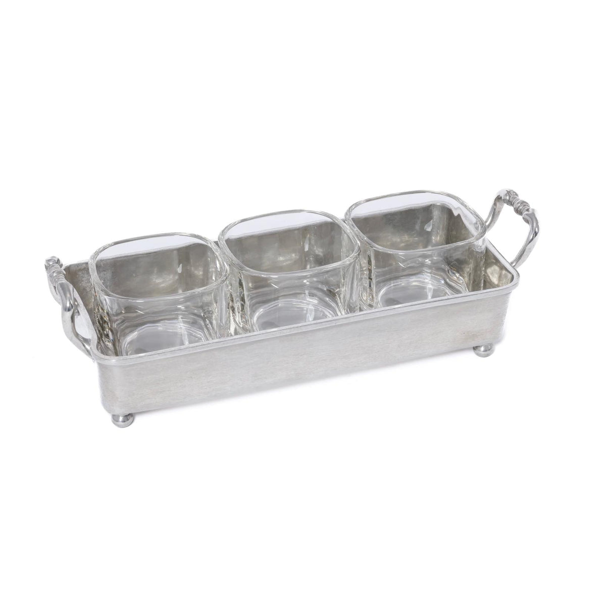 St. Anton Pewter & Glass 3-Section Condiment Tray | Bone & Brass