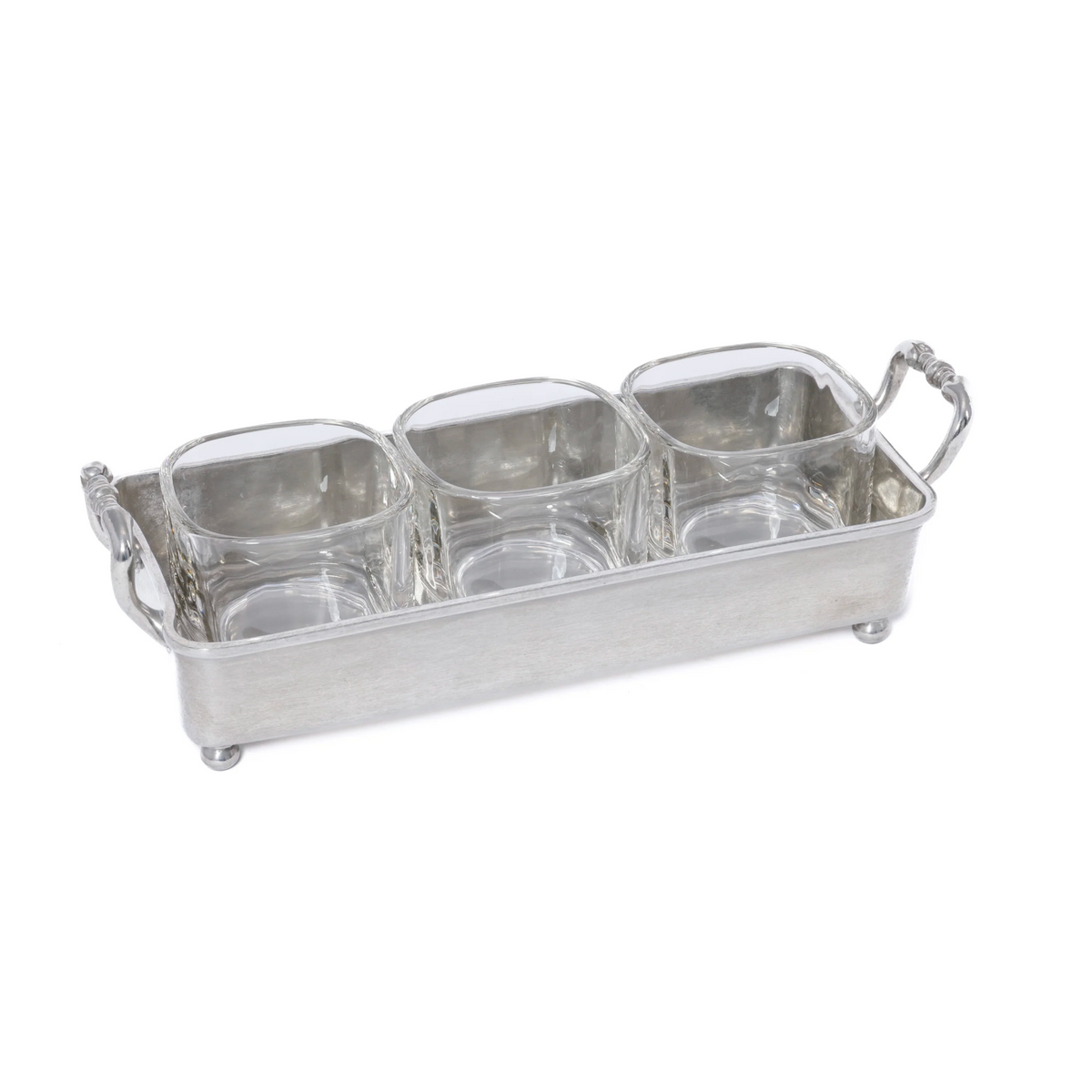 St. Anton Pewter & Glass 3-Section Condiment Tray