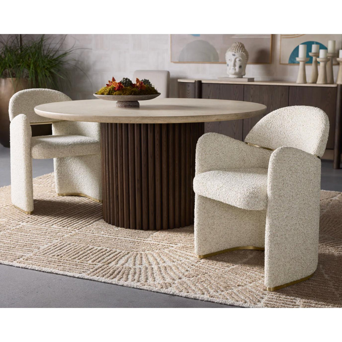 Snowden Ecru Dining Armchair - Chair Side View | Bone & Brass