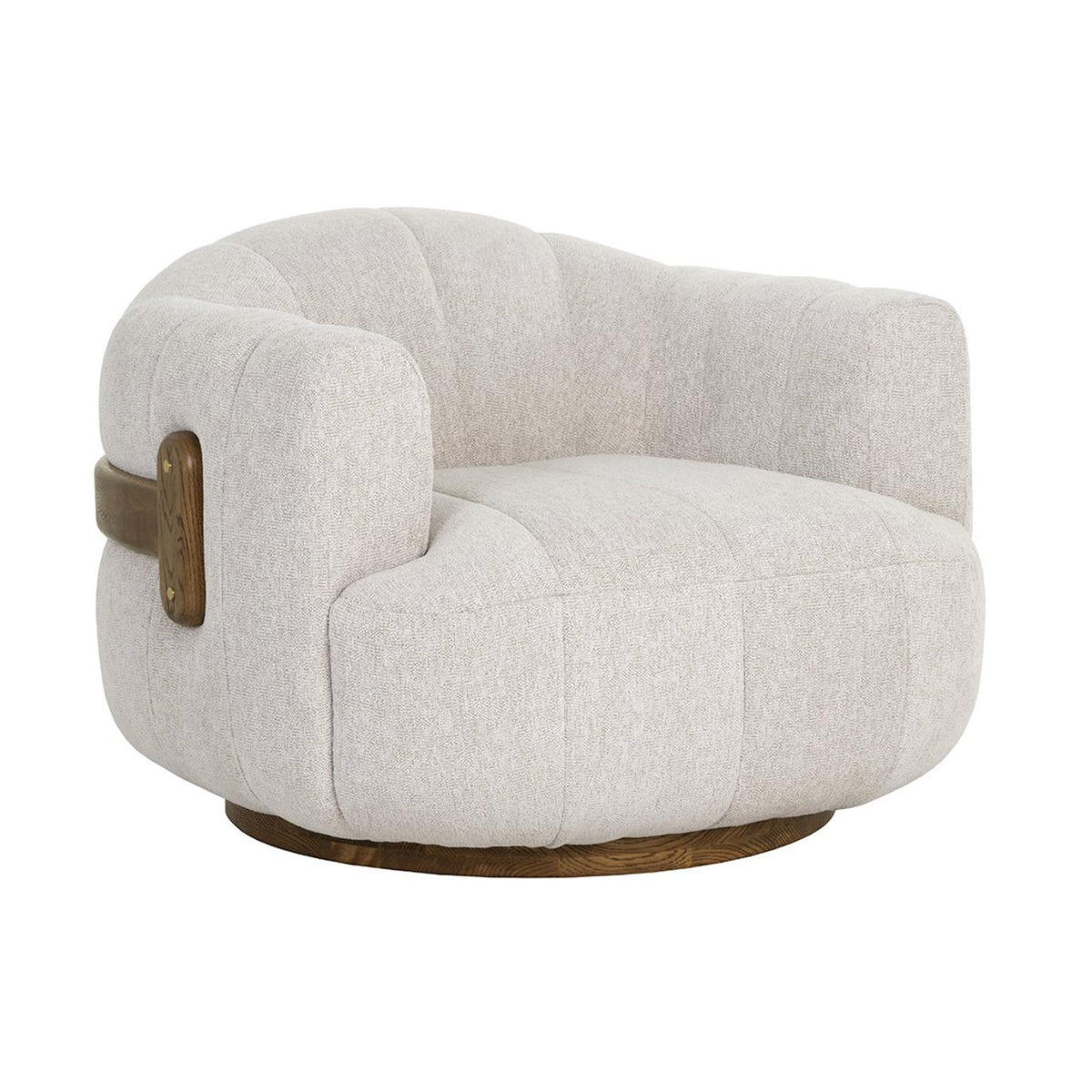Tadeo Dove Cream Swivel Armchair | Bone & Brass