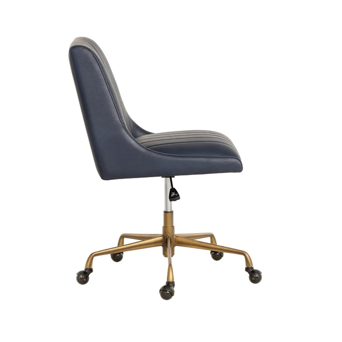 Halden Office Chair - Bravo Admiral & Bronze - Chair Side View | Bone & Brass