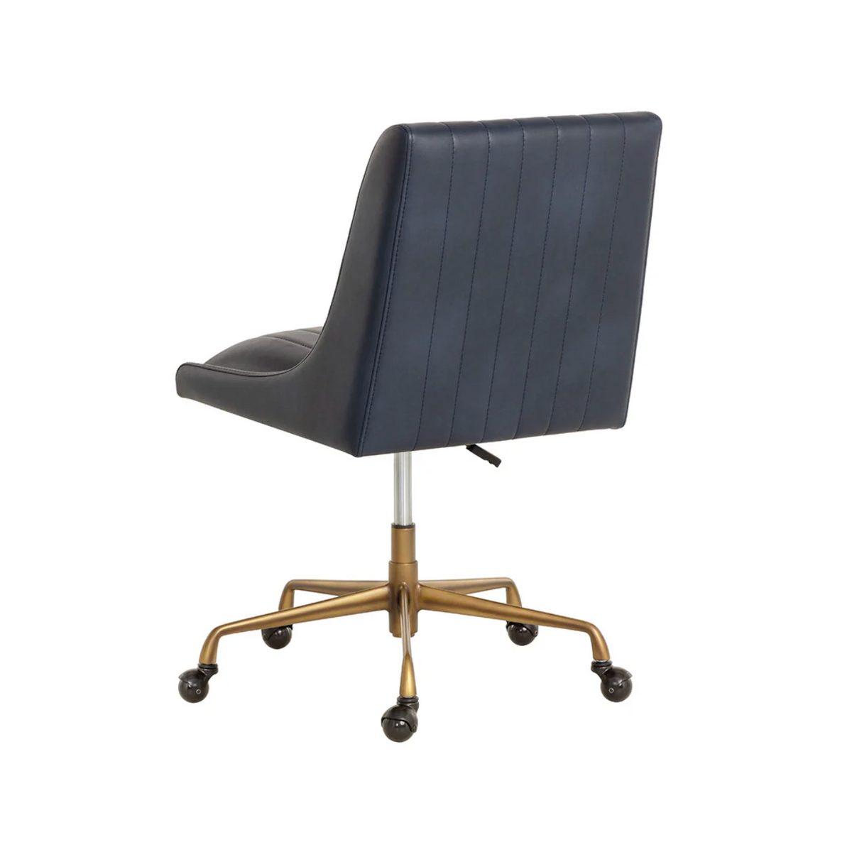 Black office chair with gold base on a white background
