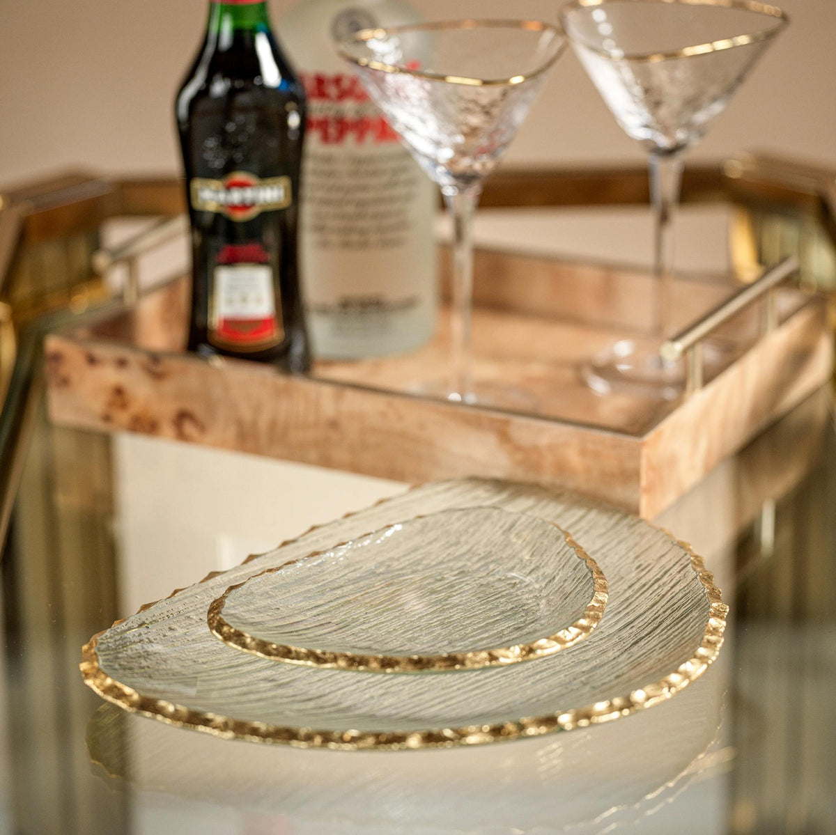 Cally Organic Shape Plate Gold Rim, Set of 3