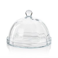 Aldgate Optic Pastry Glass Plate with Cloche , Large