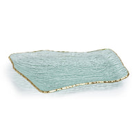 Textured Glass Organic Shape Plate w/ Gold Rim