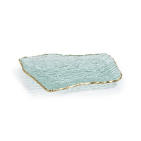 Textured Glass Organic Shape Plate w/ Gold Rim