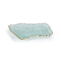 Textured Rectangular Organic Shape Plate w/ Gold Rim