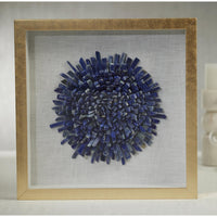 Gold Framed Blue Lapis Flower Artwork - Artwork Detail | Bone & Brass