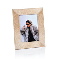 Corviglia Natural Beige Hair On Hide Photo Frame | Bone & Brass